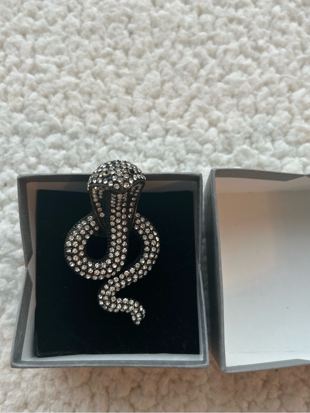Samantha Wills Crystal Snake Statement Ring - Black & Silver